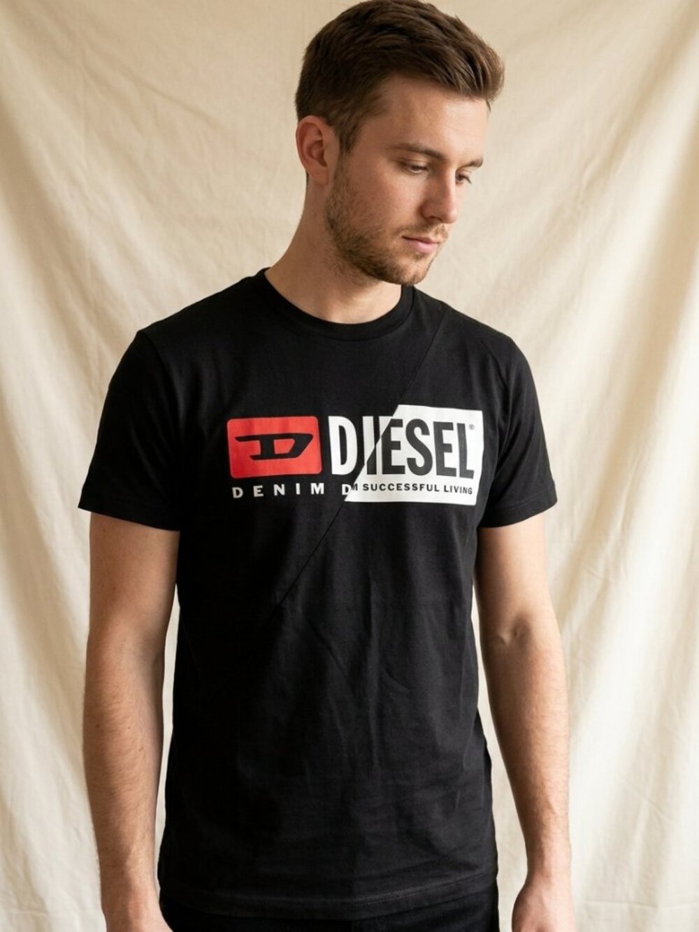 Diesel Men’s Black Logo Graphic T-Shirt For Successful Living Unisex M